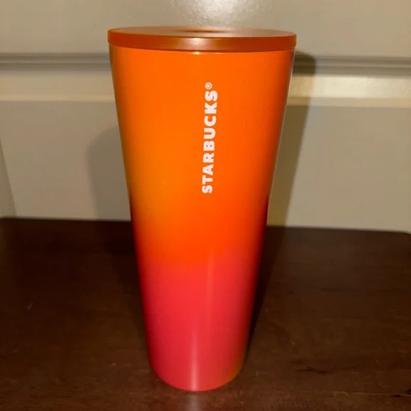 Starbucks 2022 Summer Mango Orange Pink Ombre Stainless Tumbler 24oz Venti Cup - Picture 4 of 5